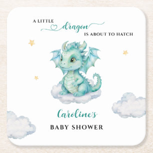 Little Dragon Baby Shower Underlägg Papper Kvadrat