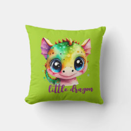 Little Dragon birt stat söt grönt vattenfärg Kudde