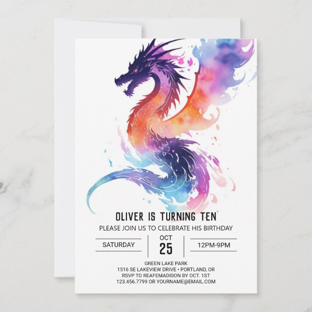 Little Dragon Dreams Birthday Inbjudningar (Framsida)