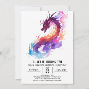 Little Dragon Fantasy Birthday Inbjudningar