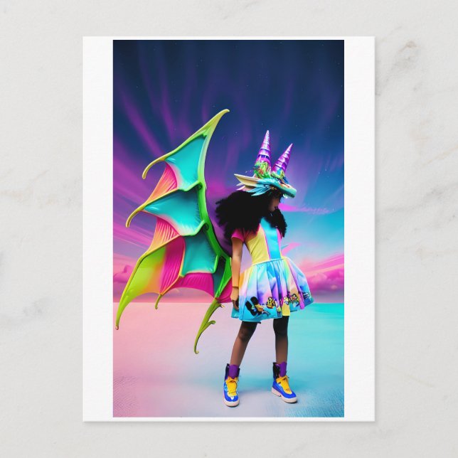 Little Dragon Girl Vykort (Framsida)