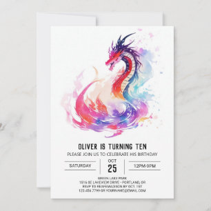 Little Dragon Printable Birthday Inbjudningar