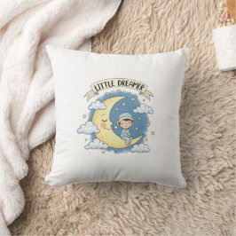 Little Dreamer Sleeping on Moon - Throw pillow Kudde