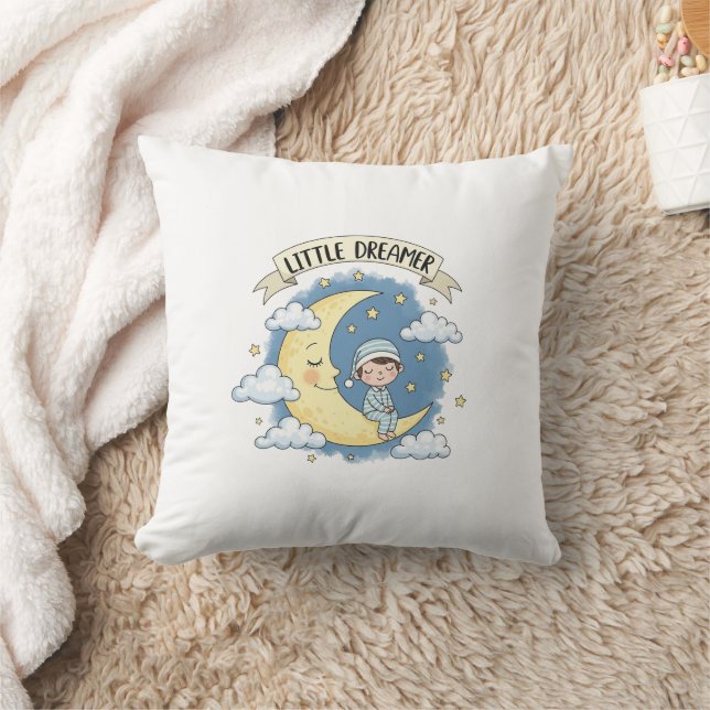 Little Dreamer Sleeping on Moon - Throw pillow Kudde (Filt)