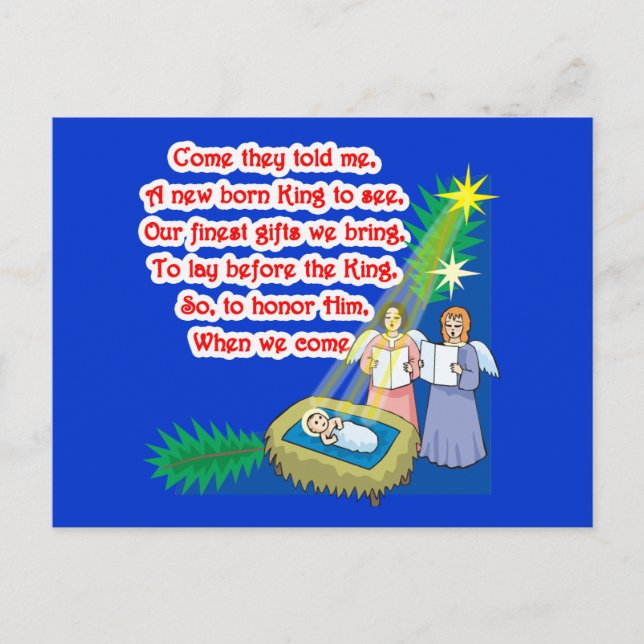 Little Drummer Boy Lyrics on T shirts and Gifts Vykort (Framsida)