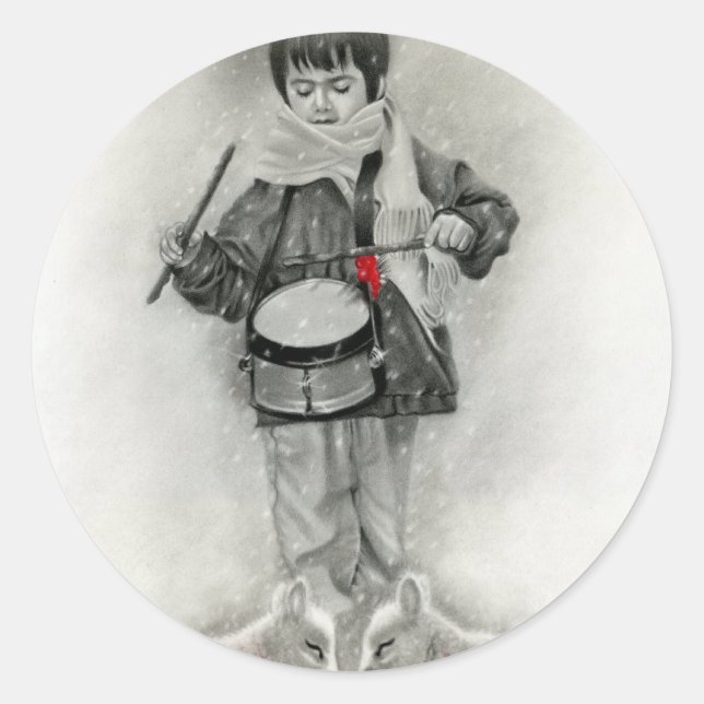 Little drummer Boy Sticker Runt Klistermärke (Framsida)