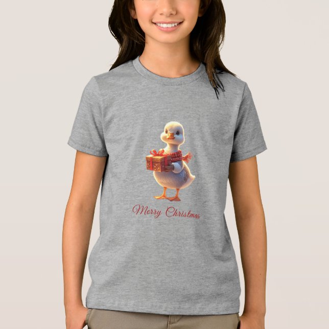 Little Duck Christmas Holiday T Shirt (Framsida)