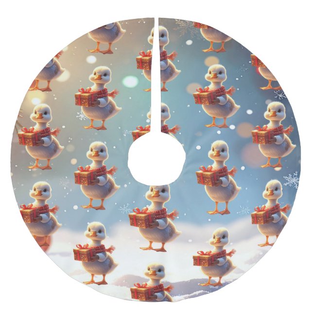 Little Duck Christmas Tree Skirt Julgransmatta Borstad Polyester (Framsidan)