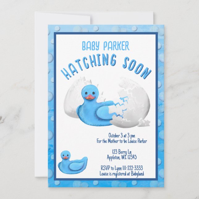Little Duck Hatching Soon Baby Shower Invitation Inbjudningar (Framsida)