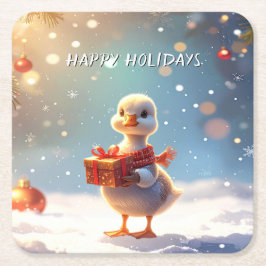 Little Duck Holiday Paper Coaster Underlägg Papper Kvadrat