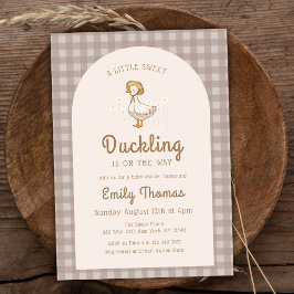 Little Duckling Farmhouse Gingham Baby Shower Inbjudningar