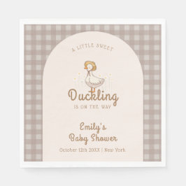 Little Duckling Farmhouse Gingham Baby Shower Pappersservett