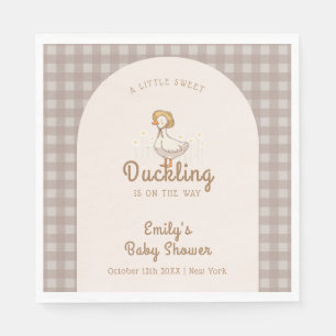 Little Duckling Farmhouse Gingham Baby Shower Pappersservett