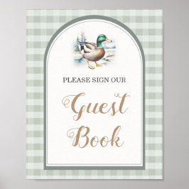 Little Duckling Gingham Baby Shower Guest Bok Poster