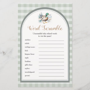Little Duckling Gingham Baby Shower Ord Scramble