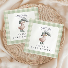Little Duckling Green Gender Neutral Baby Shower Pappersservett