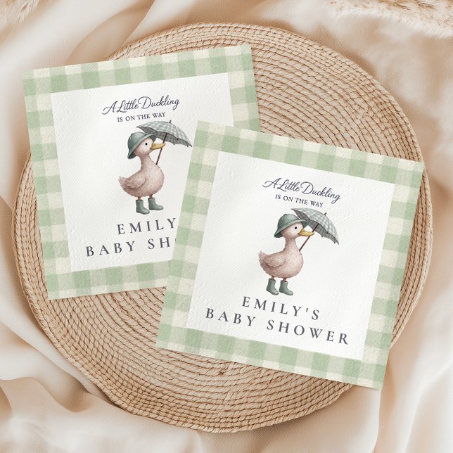 Little Duckling Green Gender Neutral Baby Shower Pappersservett (Skapare uppladdad)