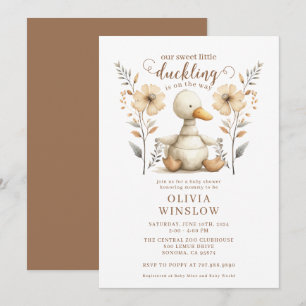 Little Duckling Watercolor Baby Shower Inbjudningar