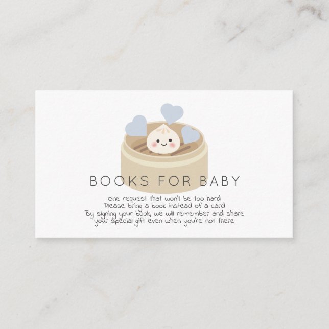 Little Dumpling Baby Shower Blue Bok-begäran Tilläggskort (Framsida)