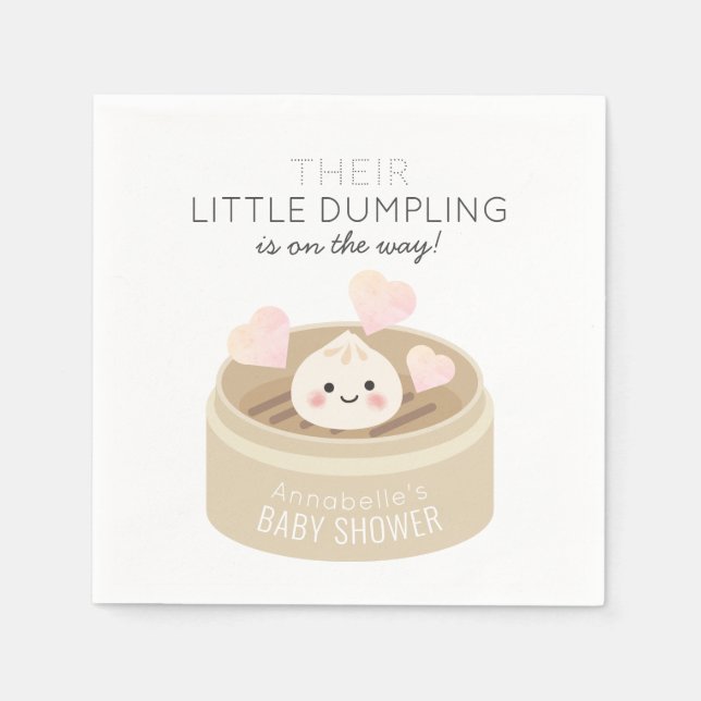 Little Dumpling Baby Shower White Pappersservett (Framsidan)