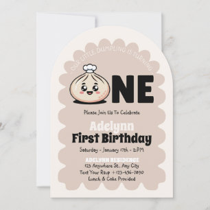 Little Dumpling Bao Dim Sum Girl 1st Birthday Inbjudningar