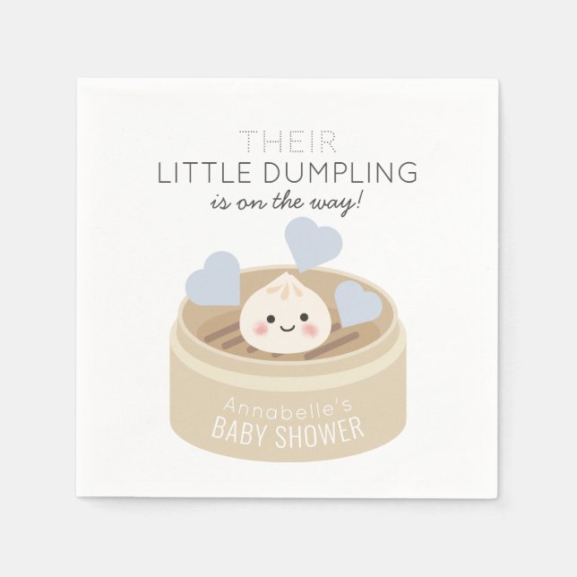 Little Dumpling Blue Baby Shower Napkins Pappersservett (Framsidan)