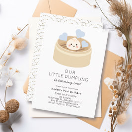 Little Dumpling Blue Boy 1st Birthday Inbjudningar