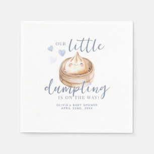 Little Dumpling Blue Watercolor Baby Shower Pappersservett