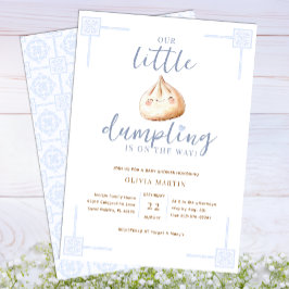 Little Dumpling Blue Watercolor Boy Shower Inbjudningar
