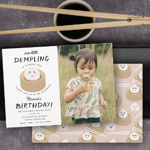 Little Dumpling Boy Girl Photo Födelsedagsfest Inbjudningar