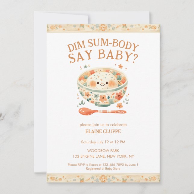 Little Dumpling Dim Sum Baby Shower Inbjudningar (Framsida)