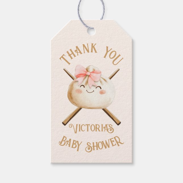 Little Dumpling Dim Sum Girl Baby Shower Presentetikett (Framsidan)