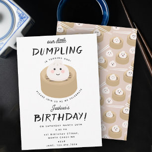 Little Dumpling Gender Neutral Födelsedagsfest Inbjudningar