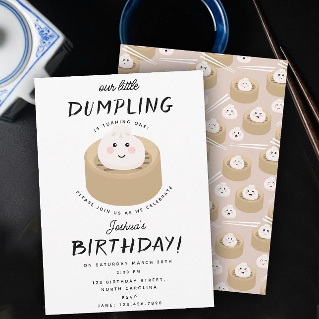 Little Dumpling Gender Neutral Födelsedagsfest Inbjudningar (Little Dumpling Gender Neutral Birthday Party Invitation)