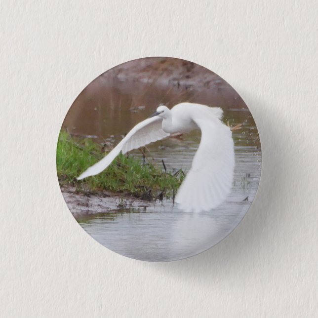 Little Egret in Flight Badge Knapp (Framsida)