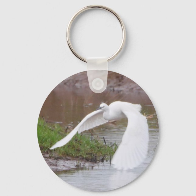 Little Egret in Flight Nyckelring (Framsida)