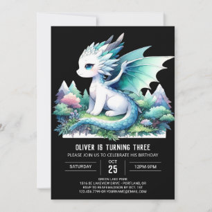 Little Elegant Dragon Birthday Inbjudningar