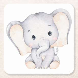 Little Elephant Baby Shower Square Underlägg Papper Kvadrat