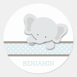 Little Elephant {Blue - Anpassningsbar} | Stickers Runt Klistermärke