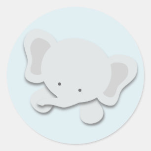 Little Elephant {Blue}   Stickers Runt Klistermärke