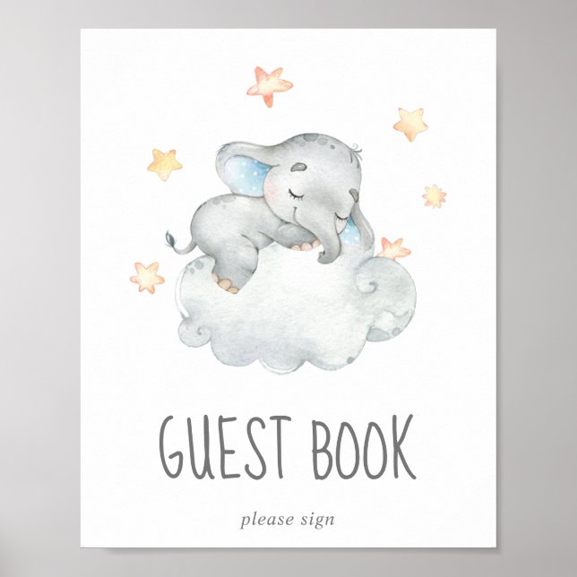 Little Elephant Boy Baby Shower Guest Bok-tecken Poster (Framsidan)