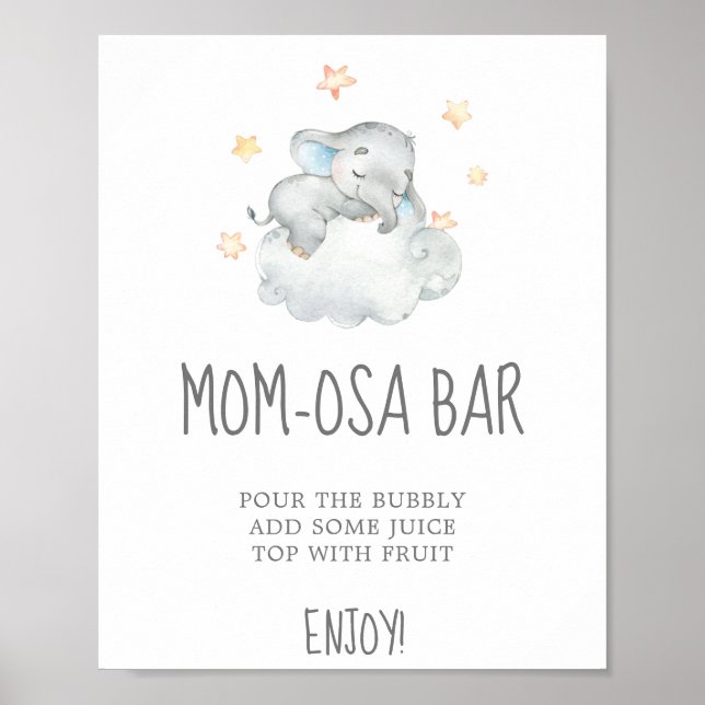 Little Elephant Boy Baby Shower Mamma-osa Pub-teck Poster (Framsidan)