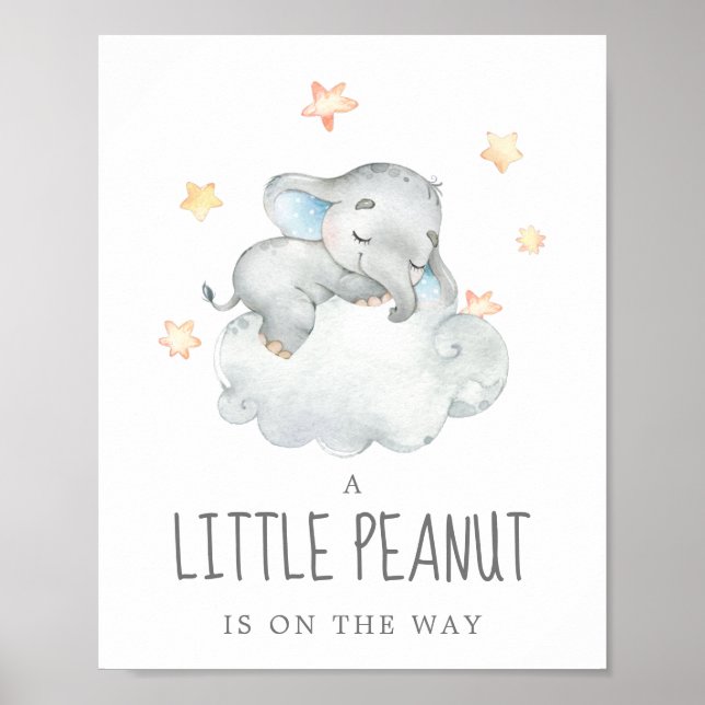 Little Elephant Boy Little Peanut Baby Shower Poster (Framsidan)