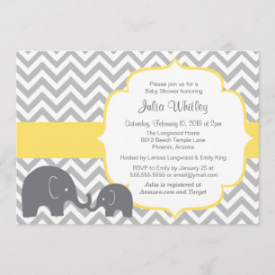 Little Elephant Chevron Editable Färg Baby Shower Inbjudningar
