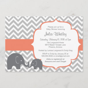 Little Elephant Chevron Editable Färg Baby Shower Inbjudningar