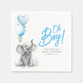 Little Elephant Cute Blue och Grått Baby Shower Pappersservett
