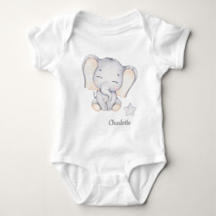Little Elephant & Flower Baby Bodykostym T Shirt