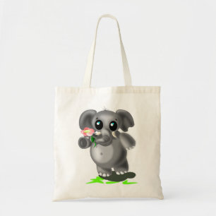 Little Elephant med Flower Tote Bag Tygkasse