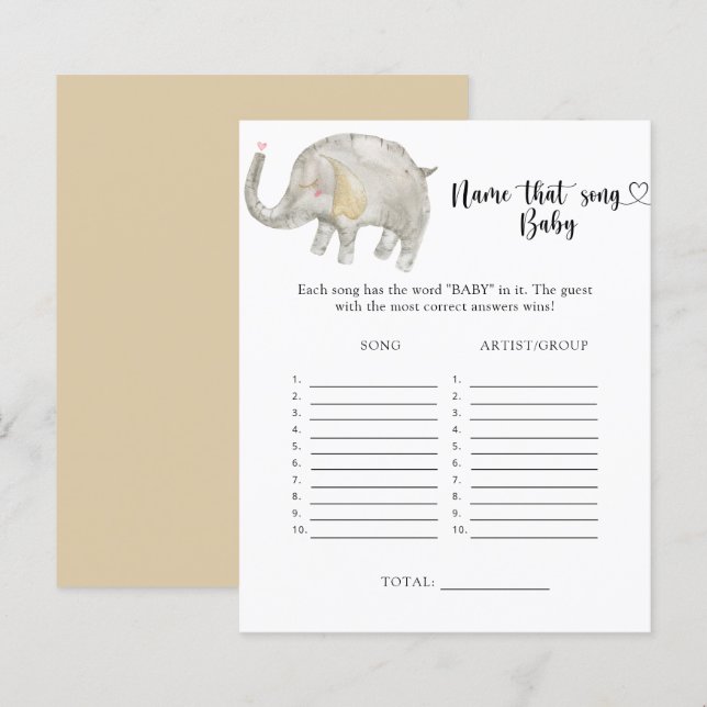 Little Elephant Namn som Baby Sång (Fram/baksida)