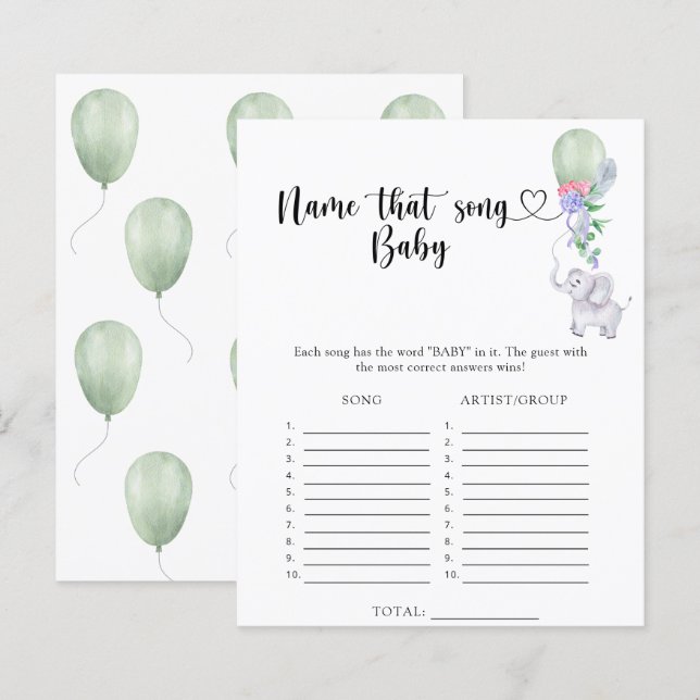 Little Elephant Namn som Baby Sång (Fram/baksida)